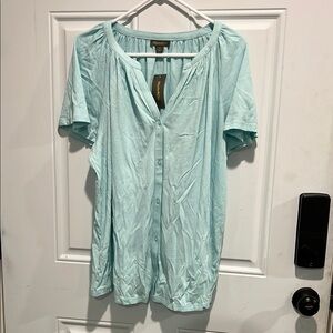Style & Co. Aqua Button-Down Women's Top
